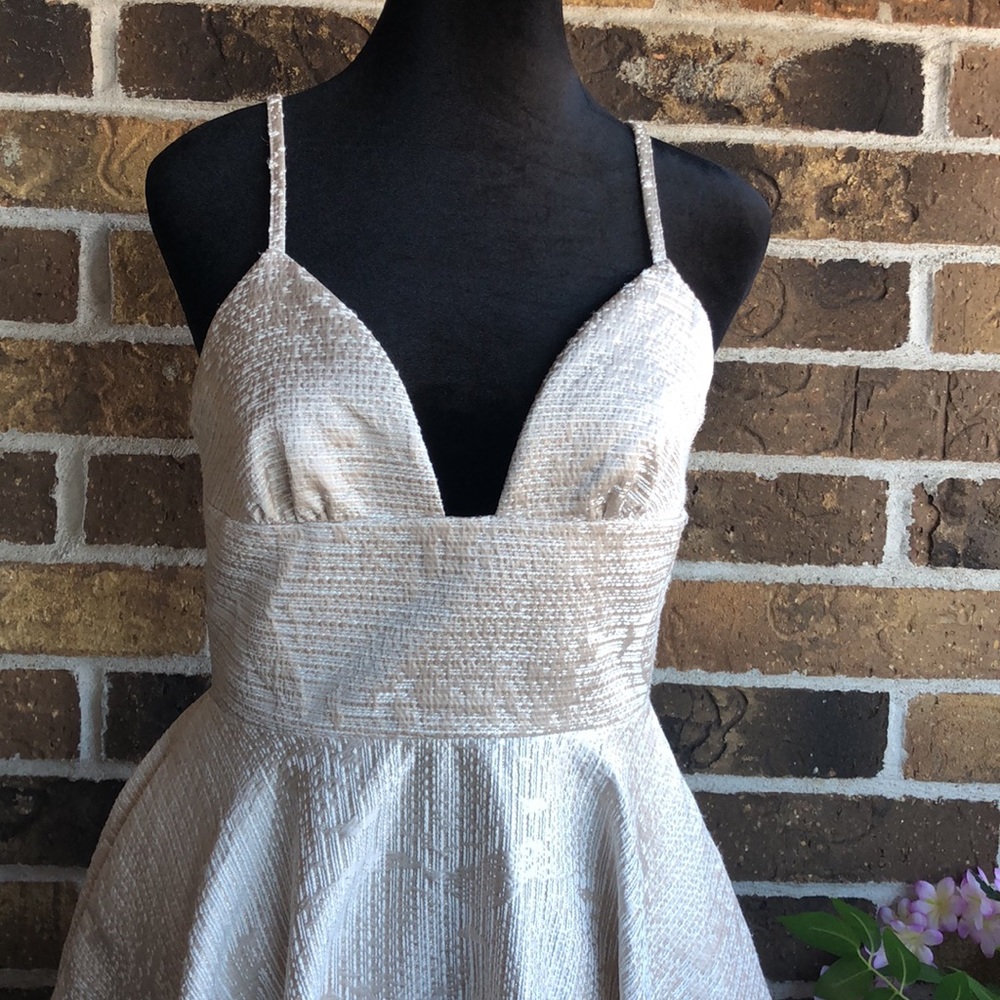 SAU Anthropology Ivory Champagne Spaghetti Strap Dress - Picture 3 of 12